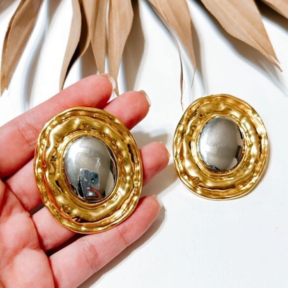 Zara Two-Tone Gold and Silver Earrings - Picture 4 of 4